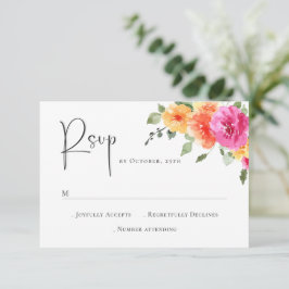 Elegante Watercolor Wilde Blume Blumenzehen RSVP Karte