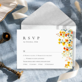 Elegante Watercolor Wilde Blume Blumenzehen RSVP Karte