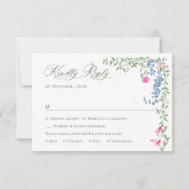 Elegante Watercolor Wilde Blume Blumenzehen RSVP Karte