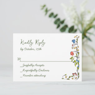 Elegante Watercolor Wilde Blume Blumenzehen RSVP Karte