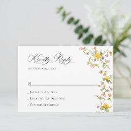 Elegante Watercolor Wilde Blume Blumenzehen RSVP Karte