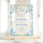 Elegante Watercolor Wilde Blume WELCOME Hochzeit Acrylschild<br><div class="desc">Eleganter blauer Französischer Garten Blumenzwiebeln Begrüßung Akryllische Zeichen.</div>