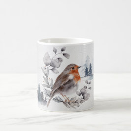 Elegante Watercolor Winter American Robin Kaffeetasse