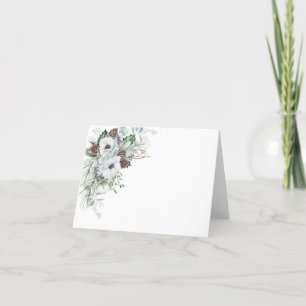 Elegante Watercolor Winter Anemones Blume Bridal Dankeskarte
