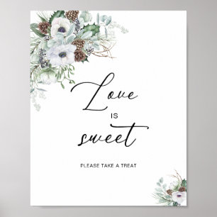 Elegante Watercolor Winter Anemones Blume Bridal Poster