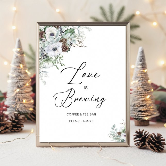 Elegante Watercolor Winter Anemones Blume Bridal Poster (Von Creator hochgeladen)