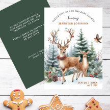 Elegante Watercolor Winter Woodland Babydusche