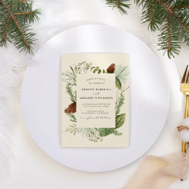 Elegante Watercolor Winterlandschaft Hochzeit Einladung