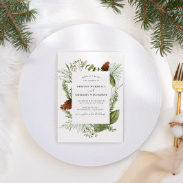 Elegante Watercolor Winterlandschaft Hochzeit Einladung