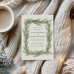 Elegante Watercolor Winterlandschaft Hochzeit Einladung