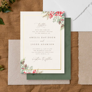 Elegante Watercolor Winterlandschaft Hochzeit Folieneinladung