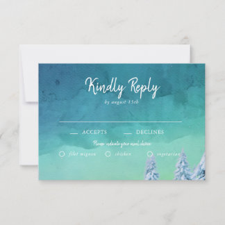 Elegante Watercolor Winterschnee - Optionen UAWG C RSVP Karte