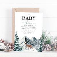 Elegante Watercolor Winterwald Deer Baby Dusche