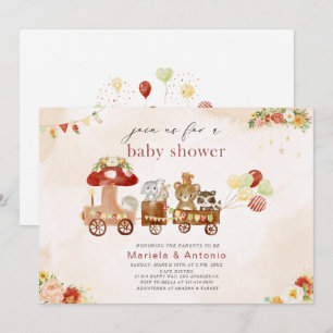 Elegante Watercolor Woodland Party Babydusche Einladung