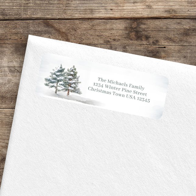 Elegante Watercolor Woodland Rücksendeadresse (Winter woodland return address label. )