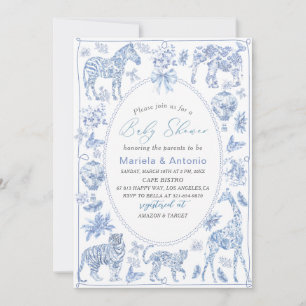 Elegante WatercolorToile Safari Chinoiserie Baby S Einladung