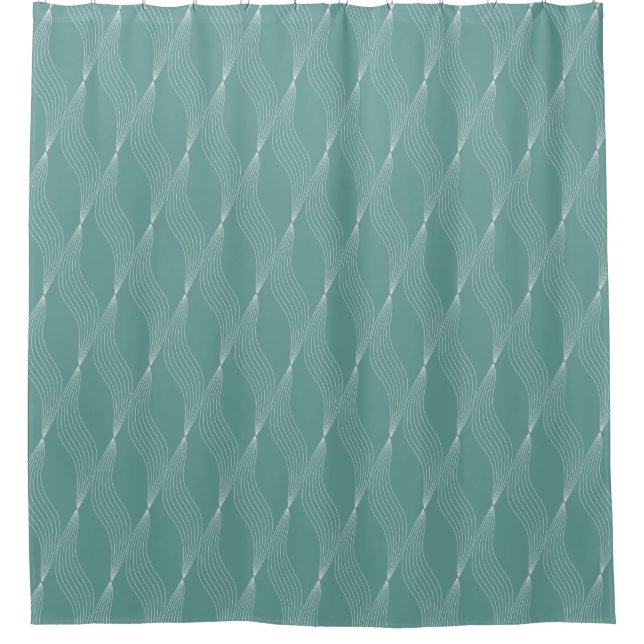 Elegante Waves Weave Muster Grüner Hintergrund | Duschvorhang (Vorderseite)