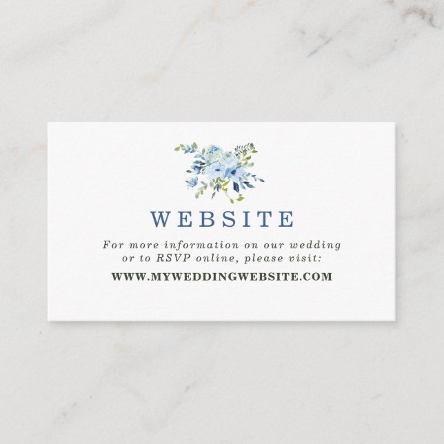 Elegante Website zur Hochzeit von leichten Blauen  Begleitkarte (Vorderseite)