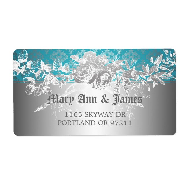 Elegante Wedding Address Baroque Blühte Blue (Vorne)