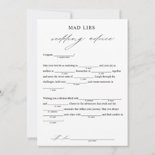 Elegante Wedding Advice Bridal Libs Game Einladung