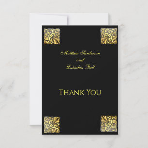 Elegante Wedding Black Gold Dankeskarte