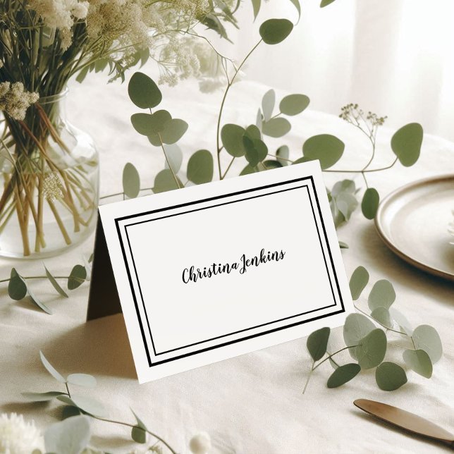 Elegante Wedding Black & White Guest Platzkarte Tischnummer (Elegant Custom Dinner Event or Wedding Black & White Guest Place Card )