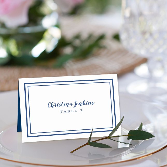 Elegante Wedding Blue White Custom Guest Platzkart Tischnummer (Von Creator hochgeladen)