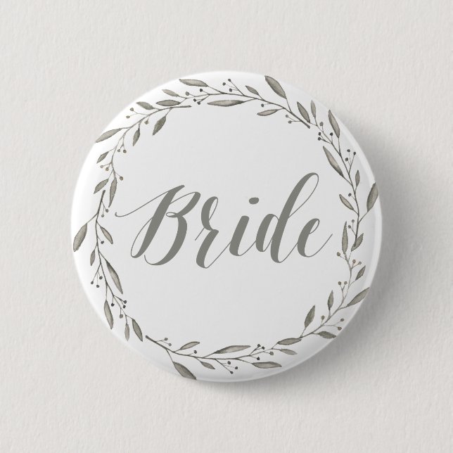 Elegante Wedding Buttons Graue Blumenbraut (Vorderseite)