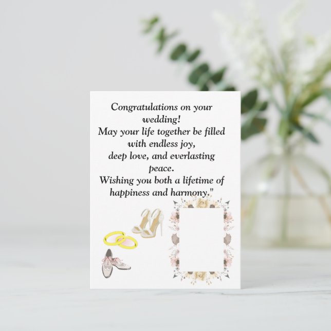 Elegante Wedding Congratulations Card | Romantisch Postkarte (Stehend Vorderseite)