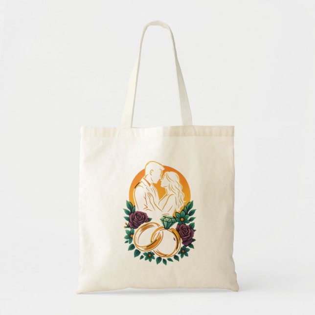 Elegante Wedding Couple Floral Ring Tasche (Vorne)