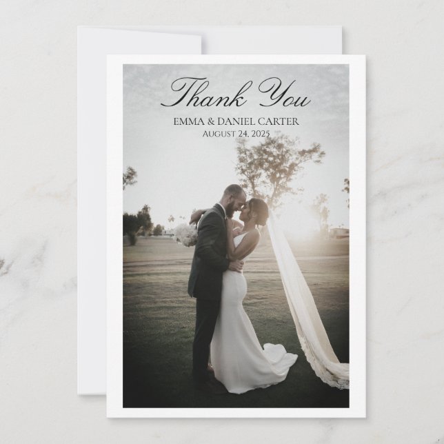Elegante Wedding Dankeschön Karte mit Foto - Edita (Vorderseite)