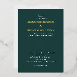Elegante Wedding Emerald Deep Aquamarin Green Gold Folieneinladung