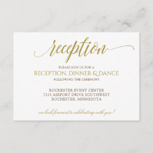 Elegante Wedding Empfang Card Goldtypografie Einladung