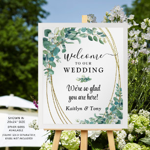 Elegante Wedding Eucalyptus Gold Willkommenszeiche Poster