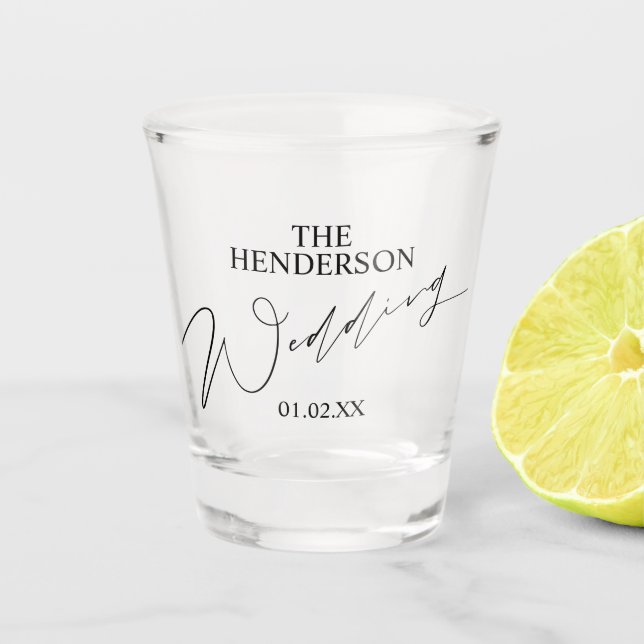 Elegante Wedding Favor Shot Glass Schnapsglas (Vorderseite)