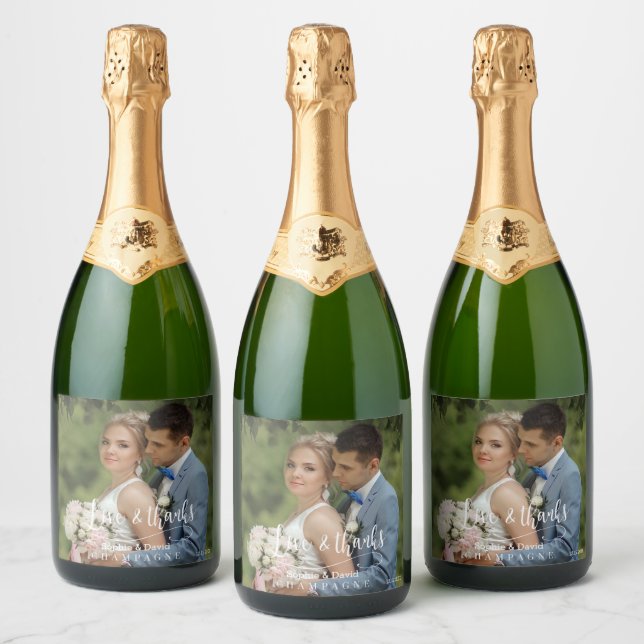 Elegante Wedding Foto Liebe & DankTypografie (Flaschen)