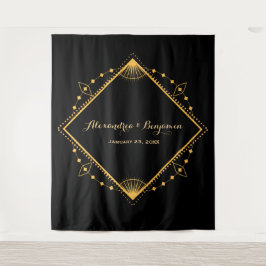 Elegante Wedding Gold Diamond Foto Stand Hintergru Wandteppich