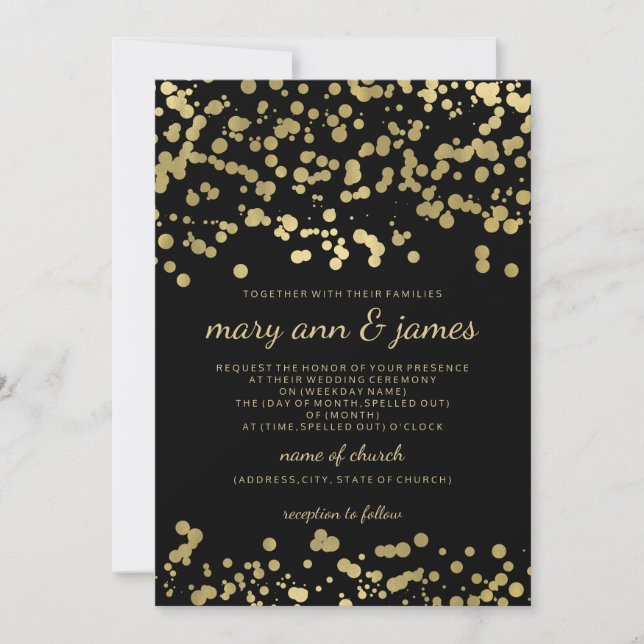 Elegante Wedding Gold Foil Lounge Confetti Einladung (Vorderseite)