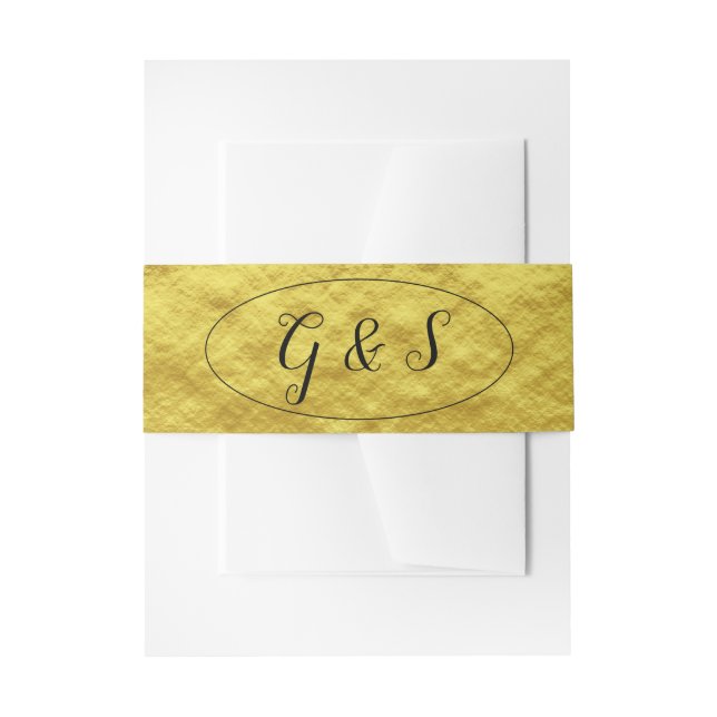 Elegante Wedding Gold Metallic Script-Initialen Einladungsbanderole (Vorderseite Beispiel)