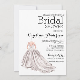 Elegante Wedding Gown Bridal Dusche Einladung