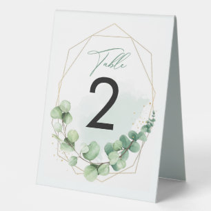 Elegante Wedding Green Gold Eucalyptus Blätter 2 R Tischaufsteller