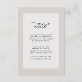 Elegante Wedding Guest Details Schwarz Begleitkarte