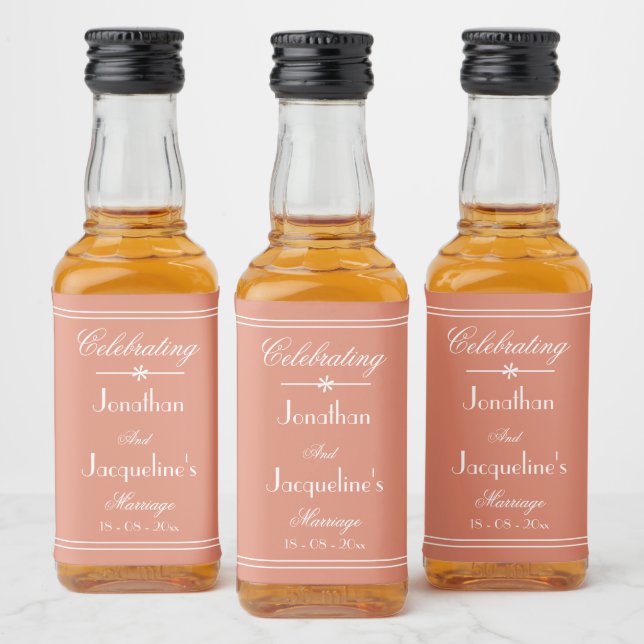 Elegante Wedding Individuellen Namens Terracotta N Alkoholflaschenetikett (Flaschen)