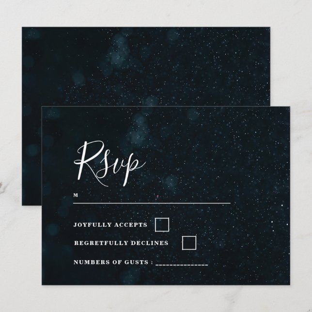 Elegante Wedding Invitation star night Rsvp Card (Vorne/Hinten)