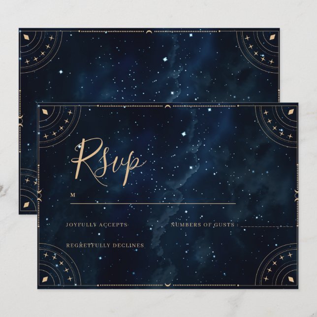 Elegante Wedding Invitation star night Rsvp Card Einladung (Vorne/Hinten)