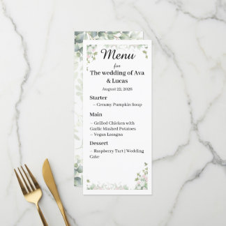 Elegante Wedding Menu Card | benutzerdefinierte Ho Menükarte
