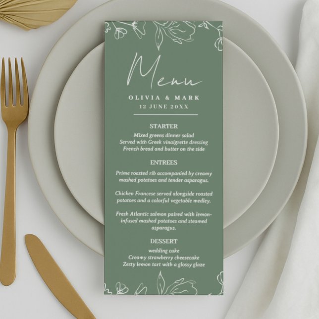 Elegante Wedding Menu Card Personalisiert mit Name Menükarte (Von Creator hochgeladen)