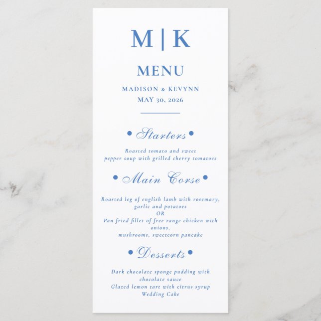 Elegante Wedding Menu Cards Menükarte (Vorderseite)
