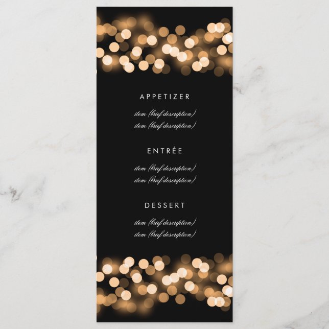Elegante Wedding Menu Gold Hollywood Glam Menükarte (Vorderseite)