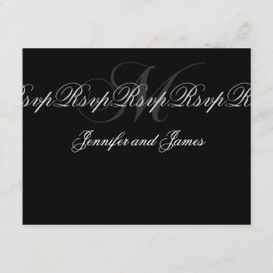 Elegante Wedding Monogram M RSVP Karten Schwarz